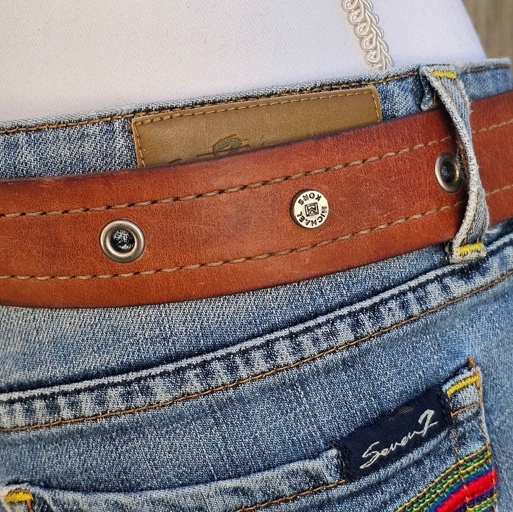 Michael Kors Brown Leather Belt Size 42